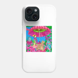 Leopard in chinoiserie garden Phone Case