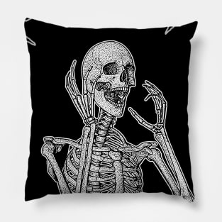 Skeleton screaming in horror Pillow