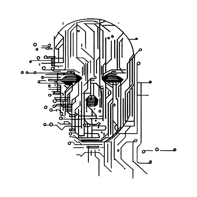 Retro Futuristic Sci-fi Microchip Portrait by Jumitu-Art