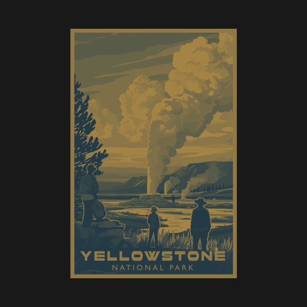 Doutone Yellowstone National Park Travel Poster by GreenMary Design