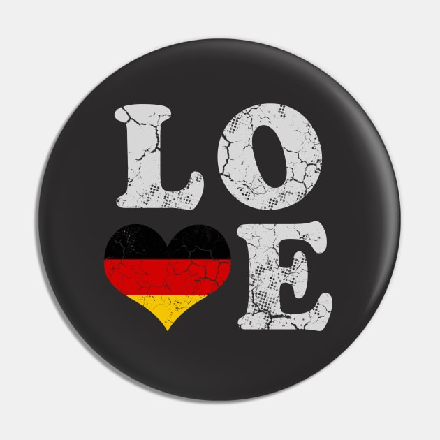 Love Germany German Flag Vintage Distressed Pin by E