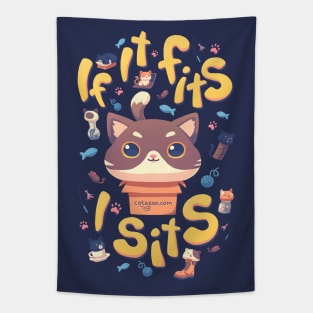 If It Fits I Sits // Kawaii Cats, Kitten Meme, Adopt, Pets Tapestry