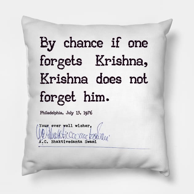 Krishna Does Not Forget Pillow by Total 8 Yoga