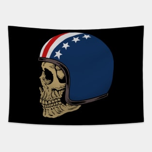 Skull helmet illustration Tapestry