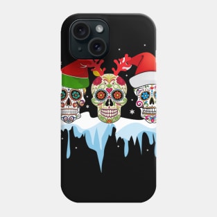 Christmas Three Mexican Flower Sugar Skull In Snow Xmas Phone Case