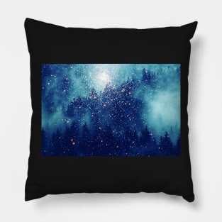 Forest of Lights Magical Christmas Forest Pillow