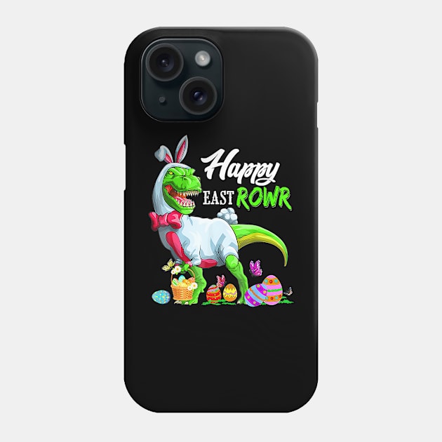 T Rex Dinosaur Easter Bunny Egg Kids Phone Case by sleepsky