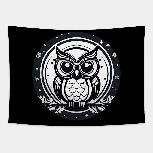 Owl Christmas Drawing Tapestry by FluffigerSchuh