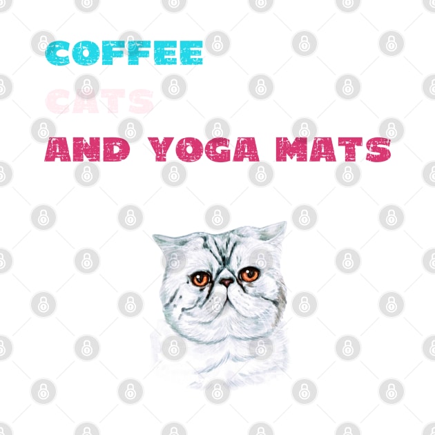 Coffee cats and yoga mats funny yoga and cat drawing by Red Yoga
