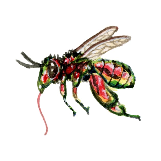 Watercolor Orchid bee by paintedpansy