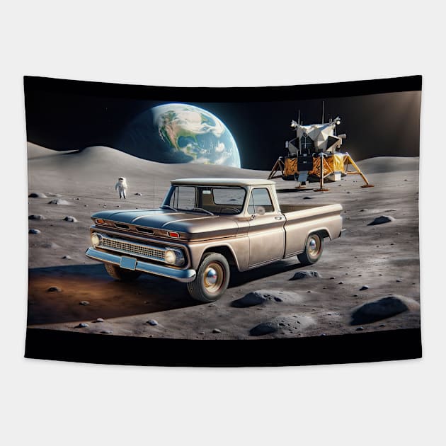 1963 Chevrolet C10 on the Moon Tapestry by NebulaWave