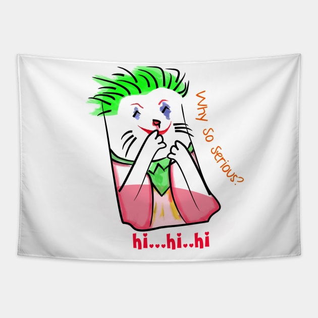 Cute Cat As Joker : Why So Serious? Tapestry by RealNakama