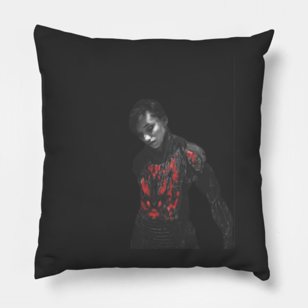 Beautiful girl. Dark sci-fi, fantasy. So cool. Gray and red. Pillow by 234TeeUser234