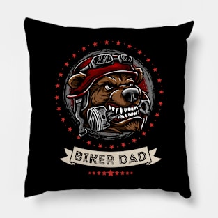 Biker Dad Bear Pillow