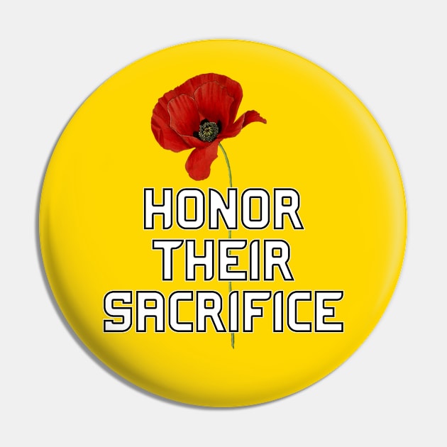 Honor Their Sacrifice Memorial with Red Poppy Flower Back Version (MD23Mrl006) Pin by Maikell Designs