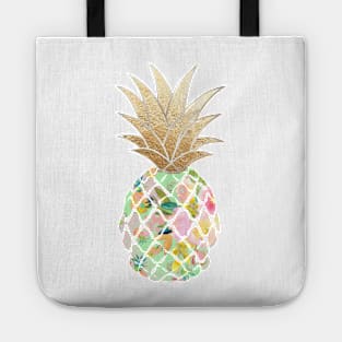 Aloha pineapple, mint green + faux gold Tote