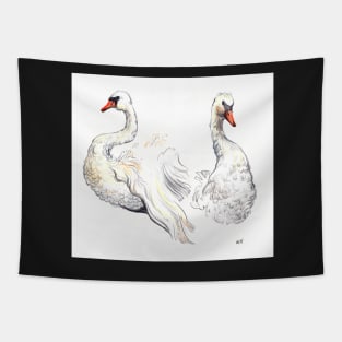 Two White Swans Tapestry