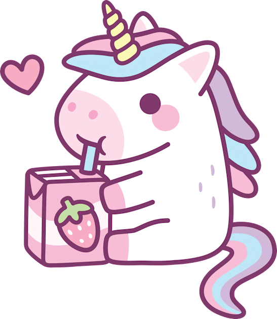 Cute Little Unicorn Loves Strawberry Milk Kids T-Shirt by rustydoodle