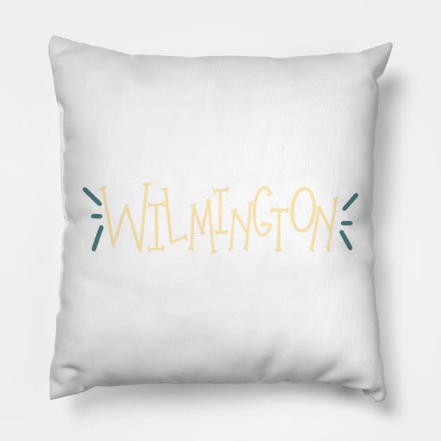 Wilmington Handlettering Yellow Pillow by trippyzipp