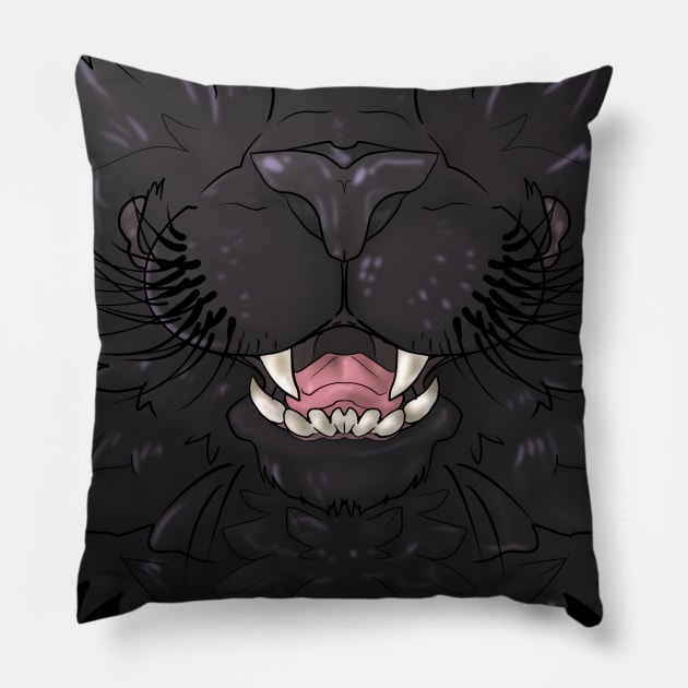 Black Cat Mask Pillow by Acteus