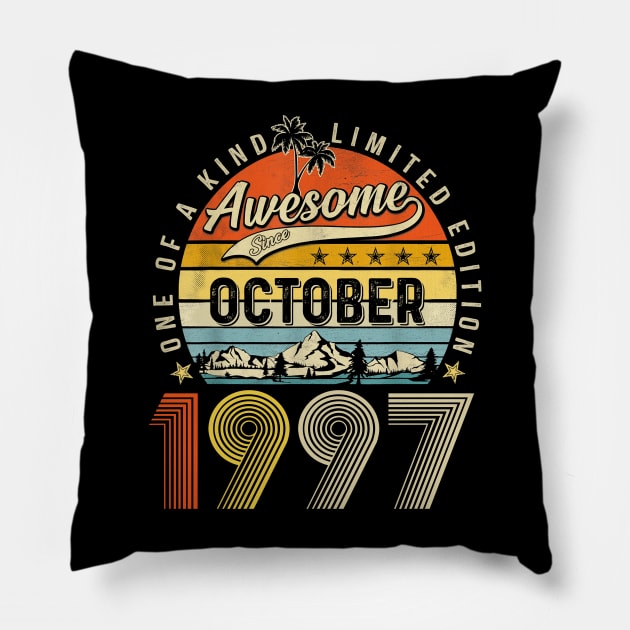 Awesome Since October 1997 Vintage 26th Birthday Pillow by cogemma.art