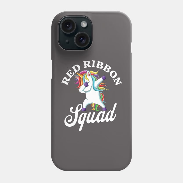 Dabbing unicorn We Wear Red For Red Ribbon Week Awareness Phone Case by FashionJB