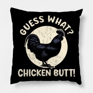 Guess What Chicken Butt for Kids Ayam Cemani Men Rooster Pillow