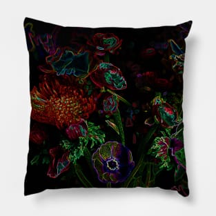Black Panther Art - Flower Bouquet with Glowing Edges 6 Pillow