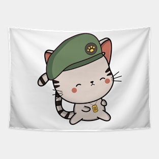 Green Beret Tabby Cat Tapestry