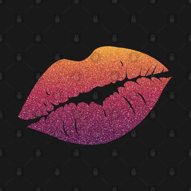 Dark Sunset Ombre Faux Glitter Lips by Felicity-K