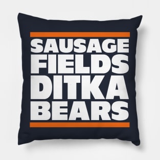 Sausage. Fields. Ditka. Bears. Pillow