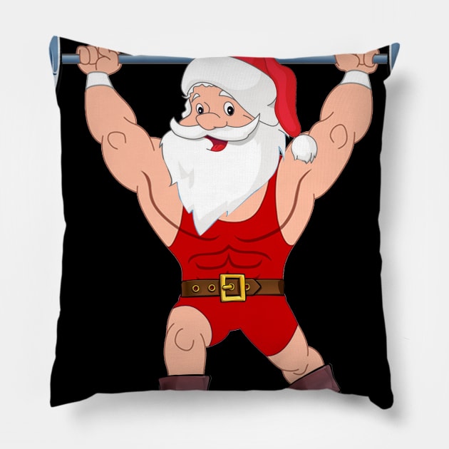 Santa Weightlifting Christmas Fitness Gym Deadlift Pillow by Danielsmfbb