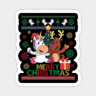 Ugly Christmas Unicorn and Deer Gift Magnet