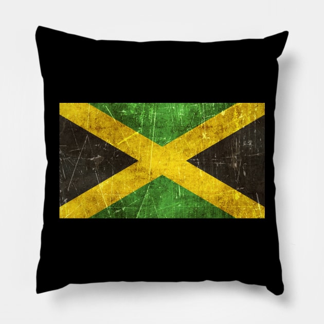 Vintage Aged and Scratched Jamaican Flag Pillow by jeffbartels