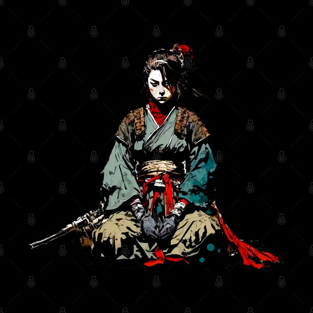 Samurai No. 1: Do Nothing that is of No Use - Miyamoto Musashi on a Dark Background by Puff Sumo