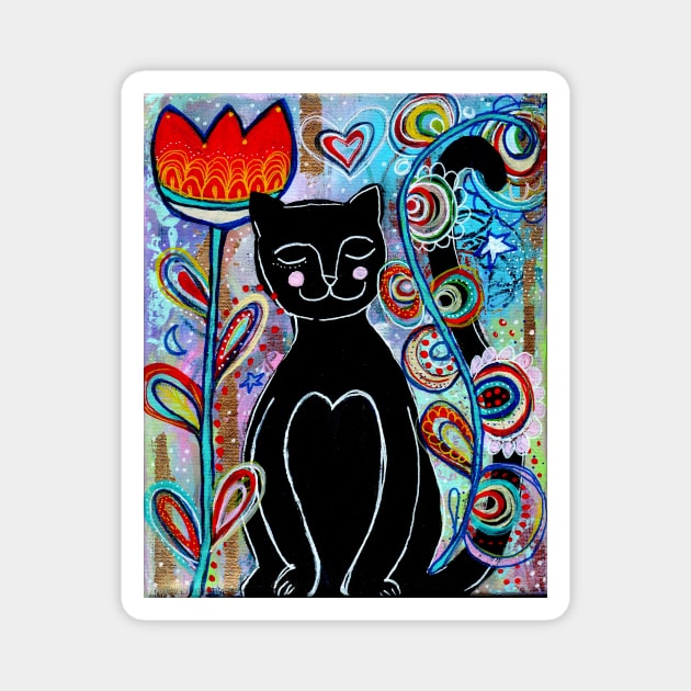 Black Cat Garden Magnet by gaea