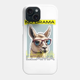 No Drama Llama Funky Alpaca with Sunglasses Yellow Black Phone Case