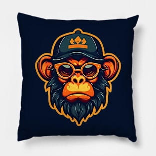 Monkey Rapper in Eyeglasses and Hat Pillow