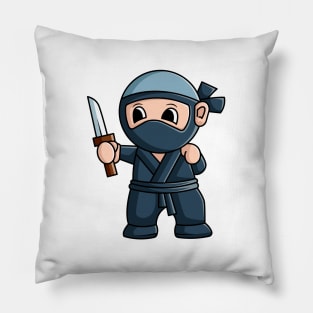 vector illustration design of a cute cartoon ninja wearing a mask Pillow