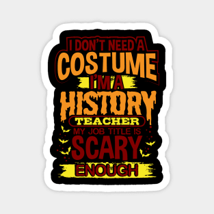 I Don't Need A Costume I'm A History Teacher My Job Title Is Scary Enough Magnet