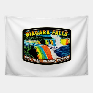 Niagara Falls New York Ontario Canada USA Border Waterfall At Night Tapestry