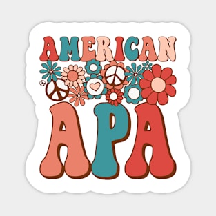 Retro Groovy American Apa Matching Family 4th of July Magnet