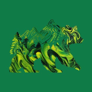 Bear silhouette with mountains and trees T-Shirt