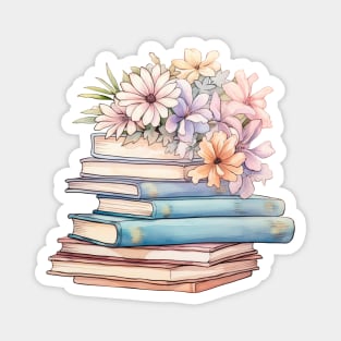 Floral Stack Books Magnet