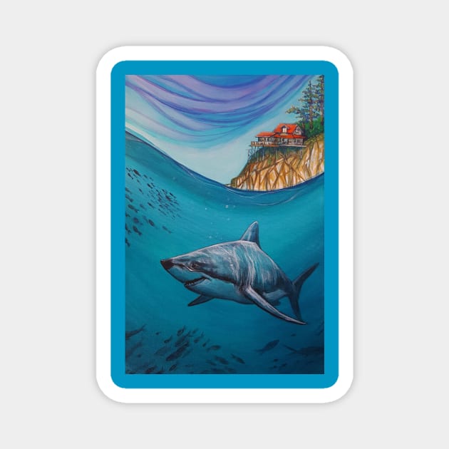 Great White Shark Under the Sea Magnet by StephaniePerryArt