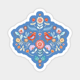 Happy Folk Summer Floral on Light Blue Magnet