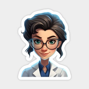 Cartoon Style Portrait - Woman Doctor/Scientist/Lab Worker Magnet