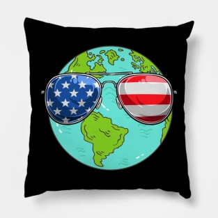 American Flag Patriotic Earth Day Pillow