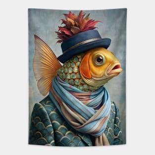 Fish head - surrealism weird art Tapestry