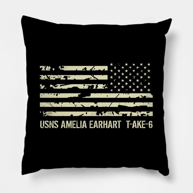 USNS Amelia Earhart Pillow by Jared S Davies